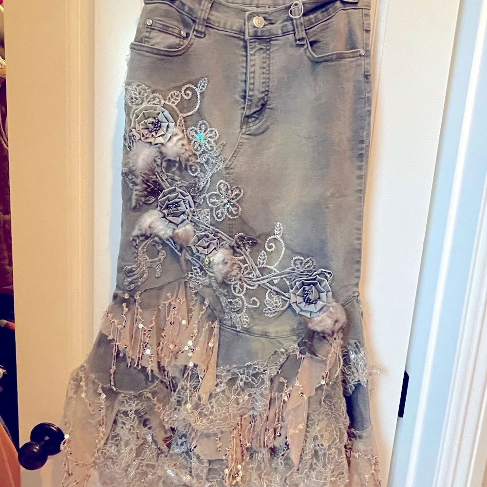 Custom made jean midi skirt